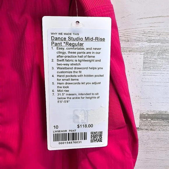 Lululemon Dance Studio Mid-Rise Pants Sonic Pink Size 10 Activewear Balletcore - Picture 15 of 16